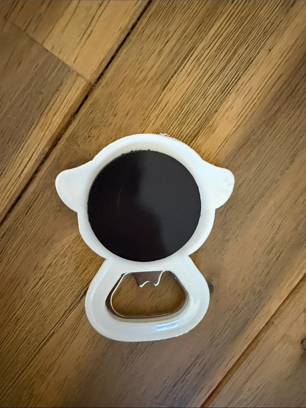 White Lamb-Shaped Bottle Opener with Pink Peach Accent